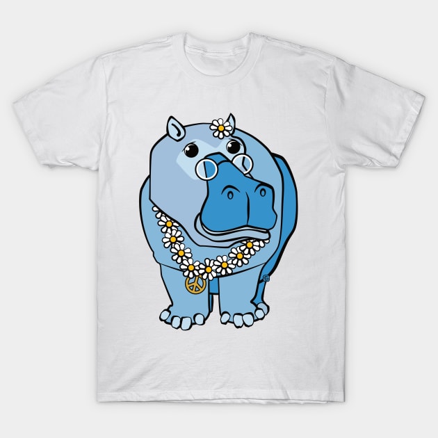 Blue Hippy Hippo T-Shirt by Sue Cervenka